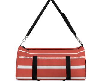 MAHJ Duffel Bag in CORAL is handy for toting the whole Mahjong game. Size: small 19" x 9.5 -OR- large 23" x 12" Matches tile storage pouch.