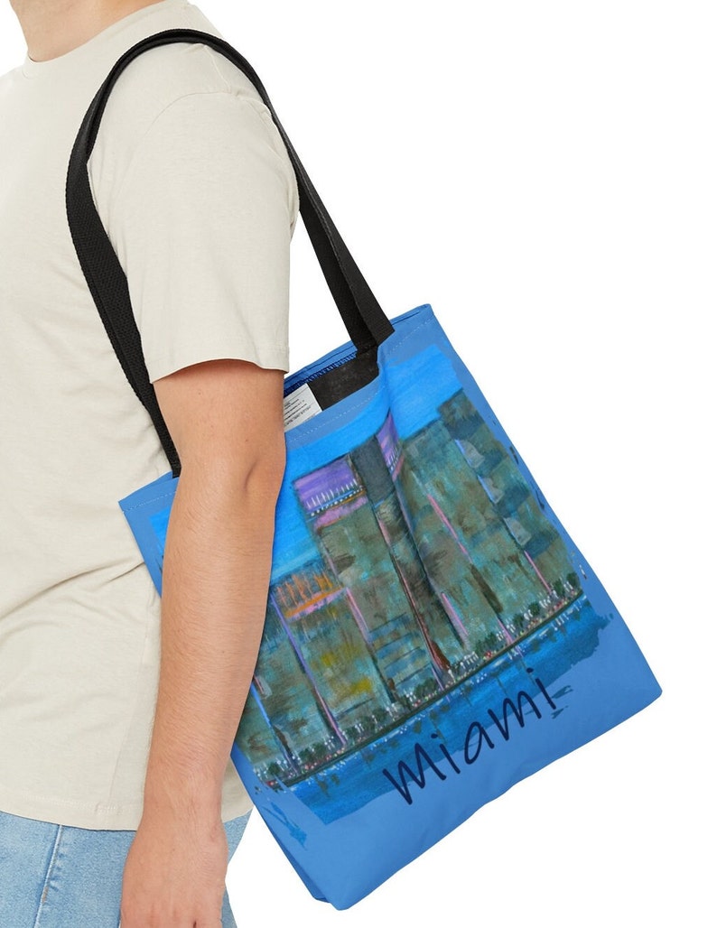 Miami City Tote Artsy Canvas Book Bag for Farmersmarket Grocery ...