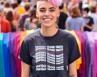 Trans-Jugend, Trans-Unterstützung, LGBTQ-Shirt, Pride-Shirt, Verbündeter, Gleichheits-Shirt, Trans-Kinder schützen (Benefits Trans-Jugend-Gleichheits-Föderation)