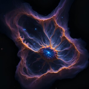 ALURE, planetary nebula, AI generated, digital artwork, poster, print, printable, wall art, astrophotography, deep sky, astronomy.