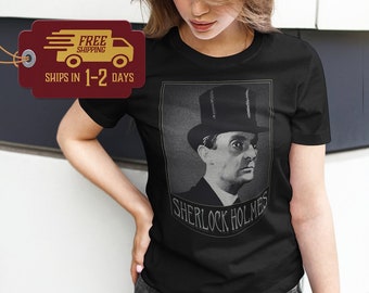 Jeremy Brett Sherlock Holmes T-Shirt: Vintage Stipple Art Illustration
