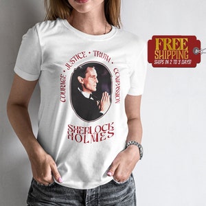Jeremy Brett als Sherlock Holmes Premium T-Shirt, Verfechter von Gerechtigkeit und Mitgefühl, Unisex, Baumwolle
