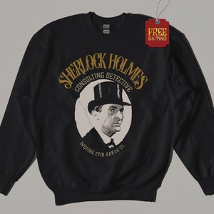 Jeremy Brett as Sherlock Holmes Premium Cotton Sweatshirt, Inquire 221B Baker Street, Christmas Gift for Holmes Fans