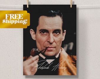 Pôster fosco de Jeremy Brett Sherlock Holmes: impressão de filme retrô