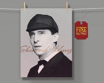 Pôster de Sherlock Holmes de Jeremy Brett: impressão vintage em papel fosco
