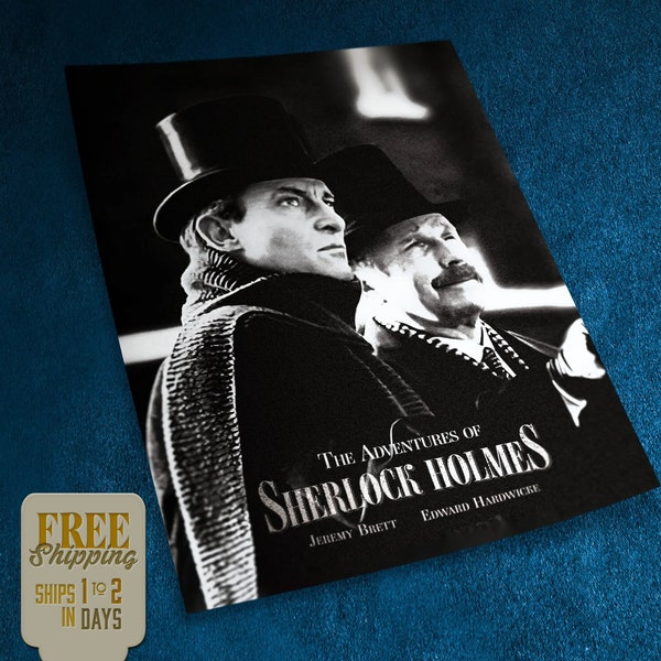 The Adventures of Sherlock Holmes Movie Poster, Featuring Jeremy Brett & Edward Hardwicke, Film Noir Style High Quality Matte Paper Poster