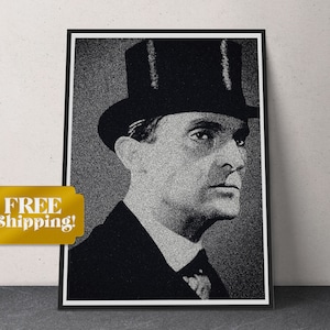Jeremy Brett as Sherlock Holmes Framed Poster, Vintage Stipple Art Illustration, Excellent Gift for Holmes Fans