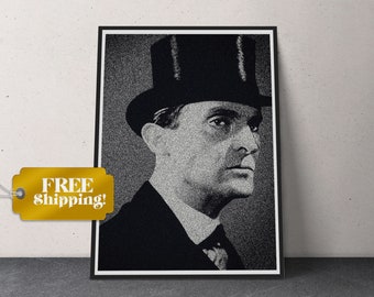 Pôster emoldurado de Sherlock Holmes, de Jeremy Brett: Vintage Stipple Art