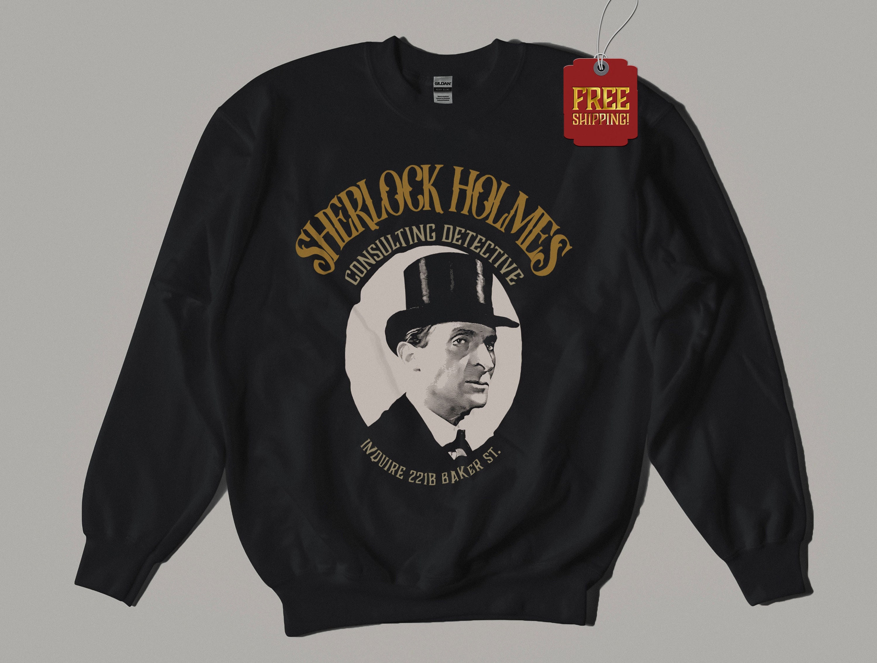 Jeremy Brett as Sherlock Holmes Premium Cotton Sweatshirt, Inquire 221B Baker Street, Christmas Gift for Holmes Fans
