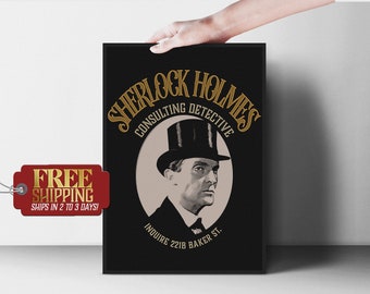 Jeremy Brett as Sherlock Holmes Framed Poster, Inquire 221B Baker Street, Consulting Detective, Christmas Gift for Holmes Fans