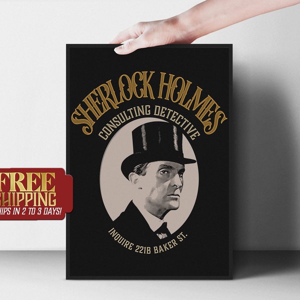 Jeremy Brett as Sherlock Holmes Framed Poster, Inquire 221B Baker Street, Consulting Detective, Christmas Gift for Holmes Fans