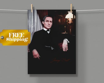 Retrato de Jeremy Brett como Sherlock Holmes: Impressão de detetive em papel fosco