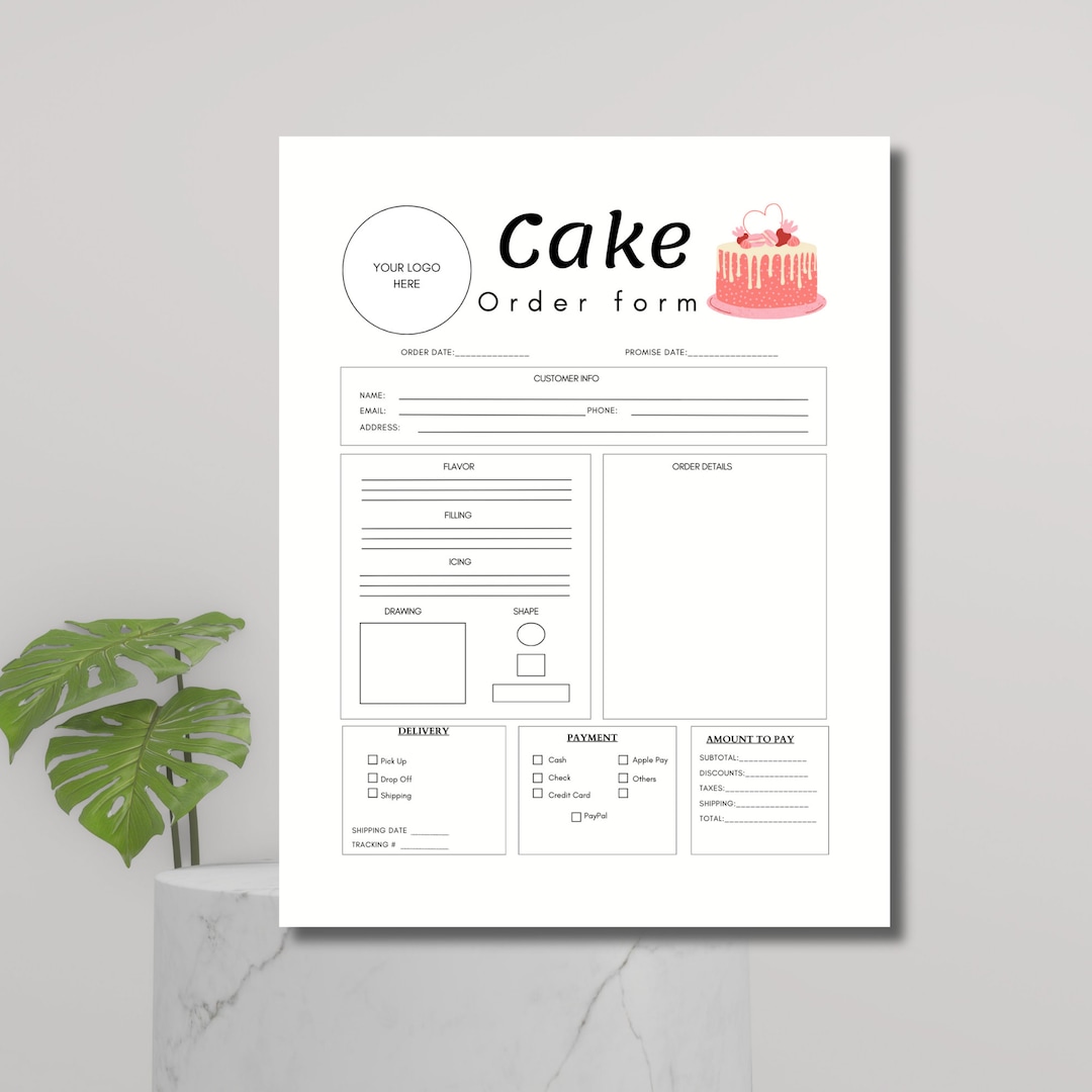 Editable Canva Order Form Template, Cake Order Form, Custom Cake Order ...