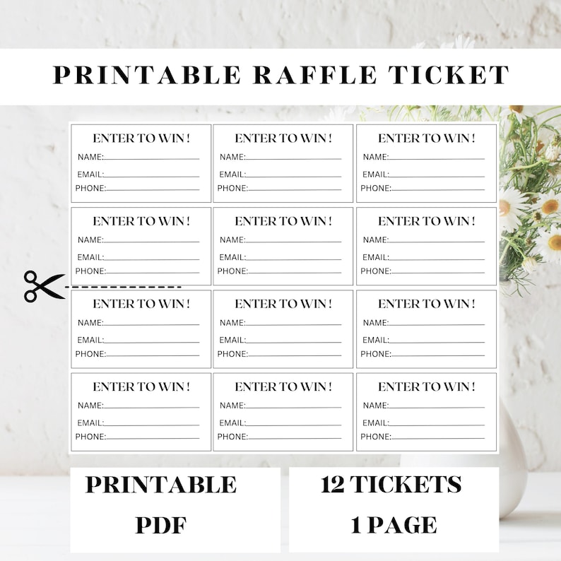 Raffle Ticket Printable Raffle Ticket Printable Enter to Win Ticket Raffle Ticket Printable Raffle Ticket Printable Enter to Win Ticket