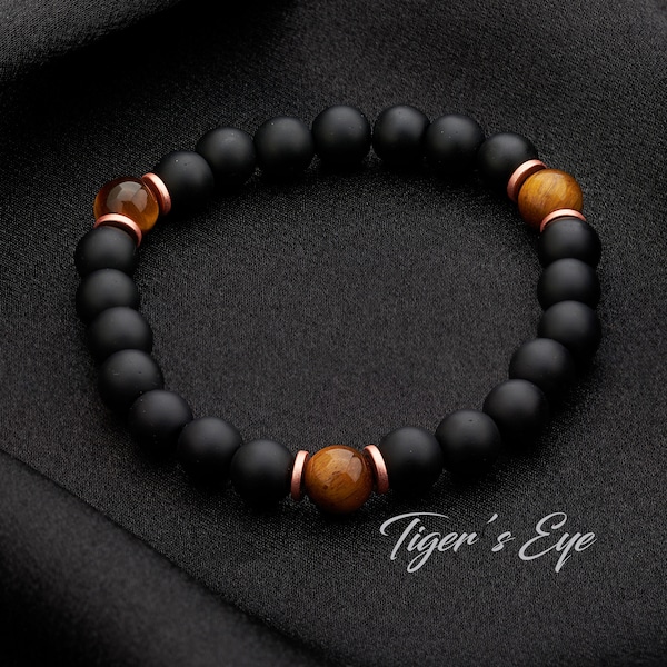 Mens Jewelry • Crystal Bracelet • Bracelet for Women • Mens Bracelet • Tigers Eye Bracelet, Beaded Bracelets, Gifts for Dad, Christmas Gifts