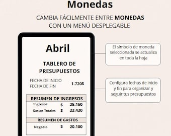 Plantilla de presupuesto mensual / Seguimiento financiero en Excel y Hojas de cálculo de Google (Descarga digital)