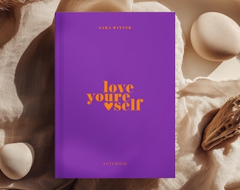 Custom Journal for Women Love Yourself, Hardcover Notebook, A5, Purple, Quote Notebook, Custom Book with Own Text, Quote Notebook Cover