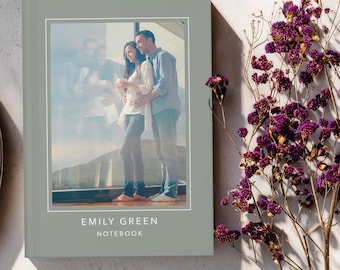 Custom Photo Hardcover Notebook: Personalized Journal 5.75x8 Inches, Green, Matte, 150 lined pages