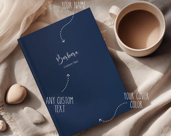 Personalized Hardcover Notebook with Name, Minimalist A5 Journal, Custom Lined