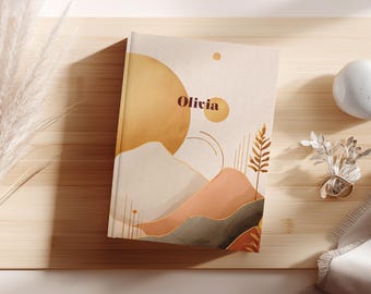 Mini Personalized Hardcover Journal, Beige Pocket Notebook 5x7, Blank Pages