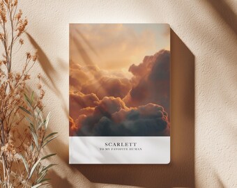 Aesthetic Cloud Journal with Name, Self Care Planner, Mood Tracker Notebook, Custom Softcover Journal, Goal Planner Gift