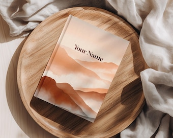 Personalized Mini Daily Journal, Hardcover Notebook 5x7, Beige Blank Pages