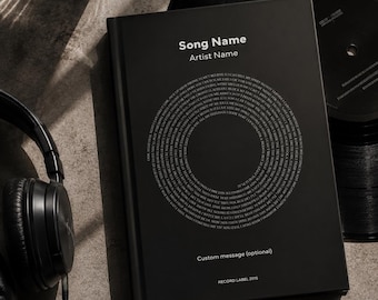 Custom Vinyl Lyrics Journal Notebook with Durable hardcover A5 size with 150 lined pages (75 sheets)