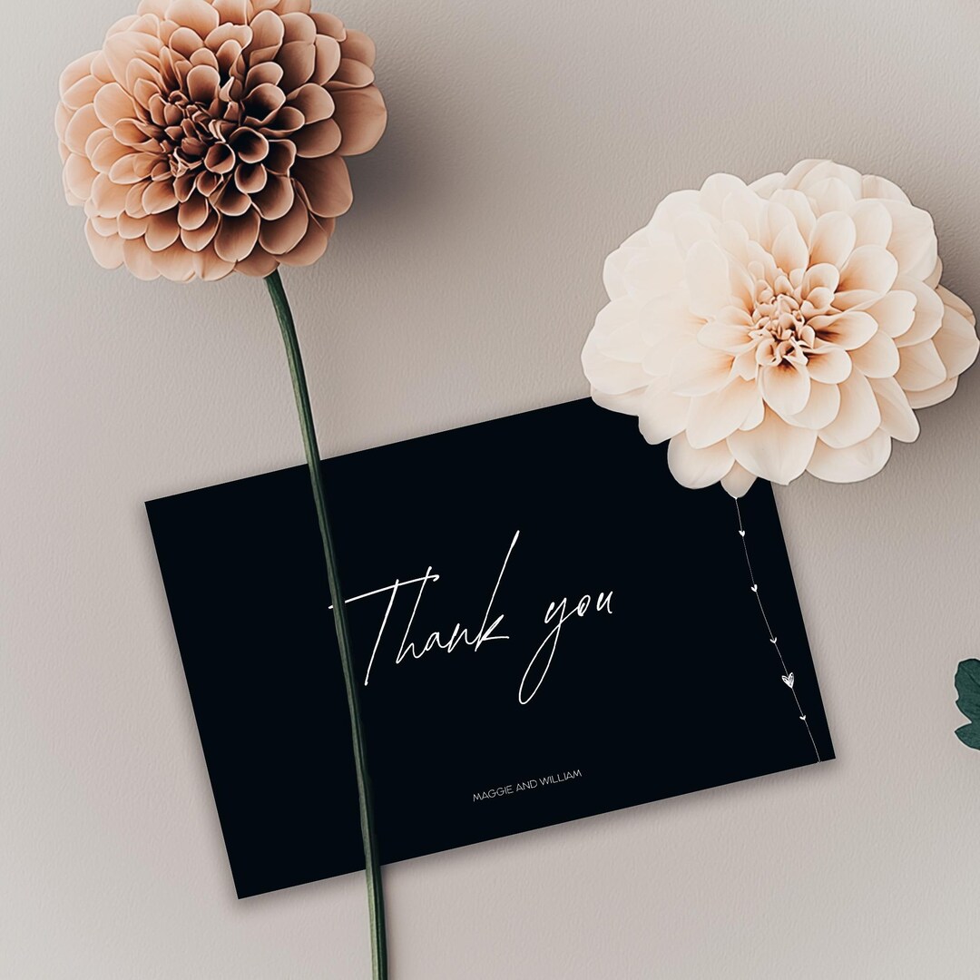 Modern Minimalist Wedding Thank You Card Template (instant Download) - Etsy