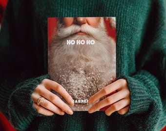 Holiday Journal with Santa Beard, Matte Hardcover Notebook, A5 - 5.75"x8" in Red