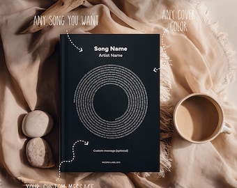 Custom Vinyl Lyrics Journal Notebook with Durable hardcover A5 size with 150 lined pages (75 sheets)