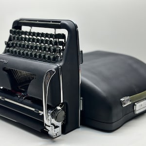 Olympia SM3 Black Typewriter - Premium Quality, Highly Preferred Model, QWERTY Option, Custom Black Case, Panther-Like Elegance,Best Gift