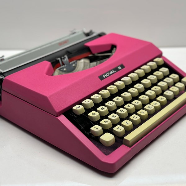 Royal B Typewriter - Antique Typewriter - The Best Typewriter - Working Typewriter, Vibrant Fuchsia Design, and Complete Set with Black Bag