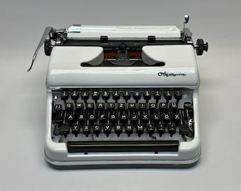 Antique Olympia SM3 Typewriter (1955): Professionally Painted White, Serviced