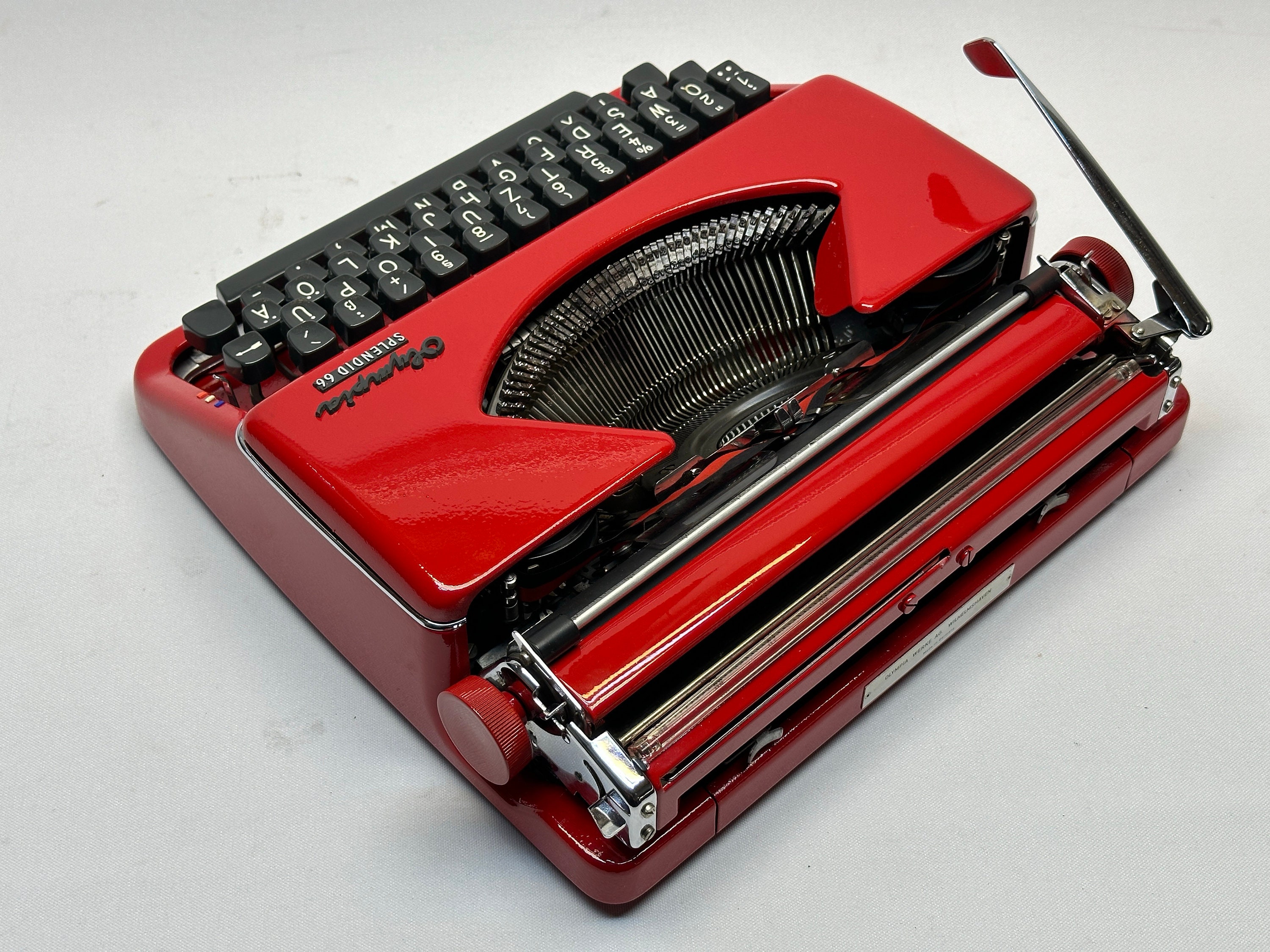 Olympia Splendid 33/66 Typewriter: 1960s Red Vintage With