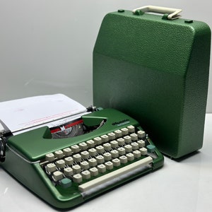 Customized Olympia Splendid 33/66 Typewriter - Green Body, Dual-Color/Single-Color Capability, Refurbished with Green Bag