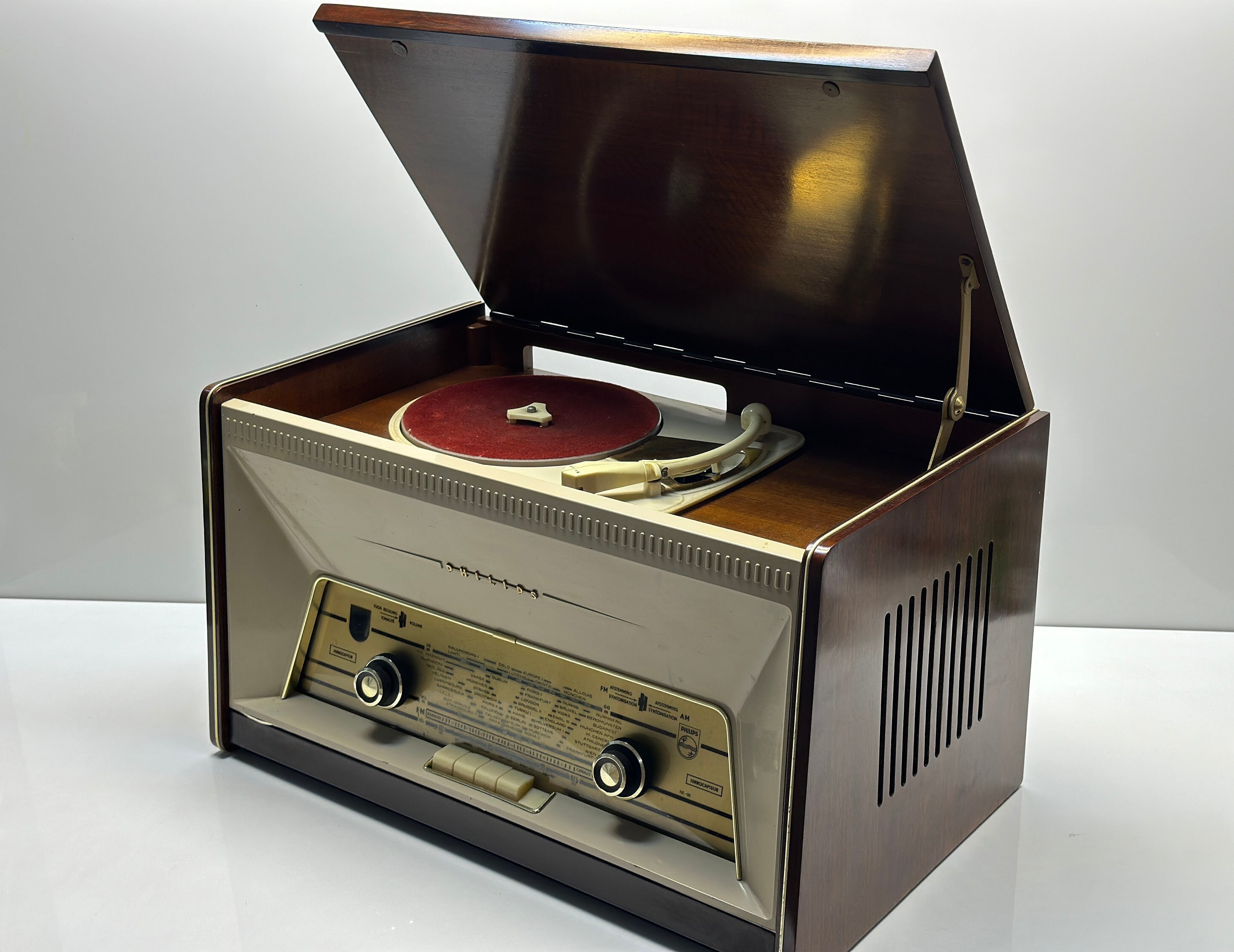 Antique Philips Radio and Record Player - Walnut Finish Antique Philips Radio and Record Player - Walnut Finish
