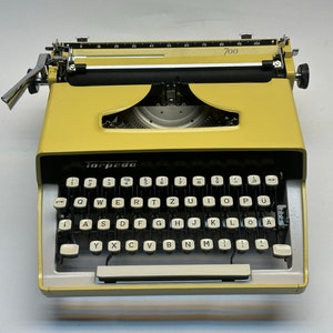 Vintage Torpedo Typewriter - Classic Yellow Model from 1960 with QWERTZ Keyboard