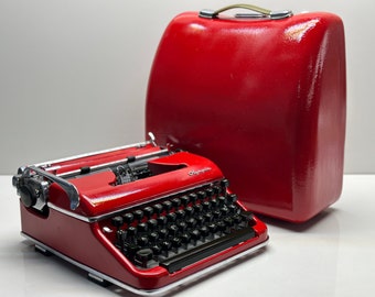 Red Olympia SM3 Typewriter - Refreshed Aesthetics, Red Carrying Case, and Unique,Best Gift,Antique Gift,Red Typewriter,typewriter working