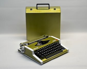 Vintage 1955 Olympia Traveller Typewriter - Gold Green Edition