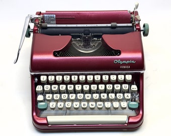 Red Olympia SM4 Typewriter - QWERTY Converted - Writer's Gift