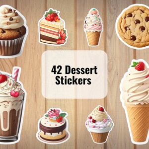 42 Dessert Sticker Sheet, herunterladbare digitale Sticker Sheet, PNG Stickers, Cute Food Stickers, GoodNotes Stickers, Laptop Sticker ...
