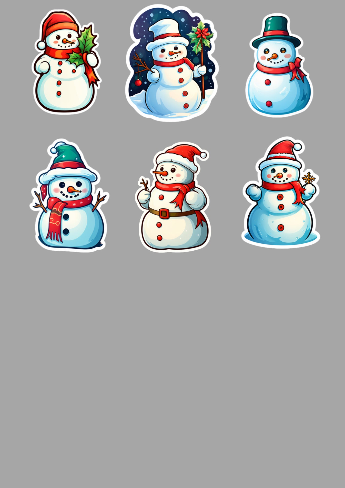 30 Digital Snowman Stickers Bundle, Downloadable Digital Sticker Sheets ...