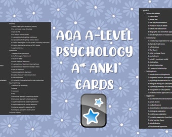 AQA A Level Psychology A* Anki Cards Decks Flashcards