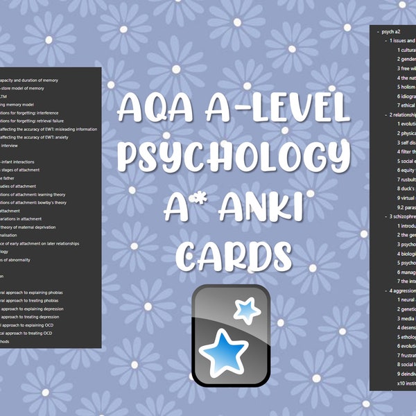 AQA A Level Psychologie A* Anki Cards Decks Flashcards