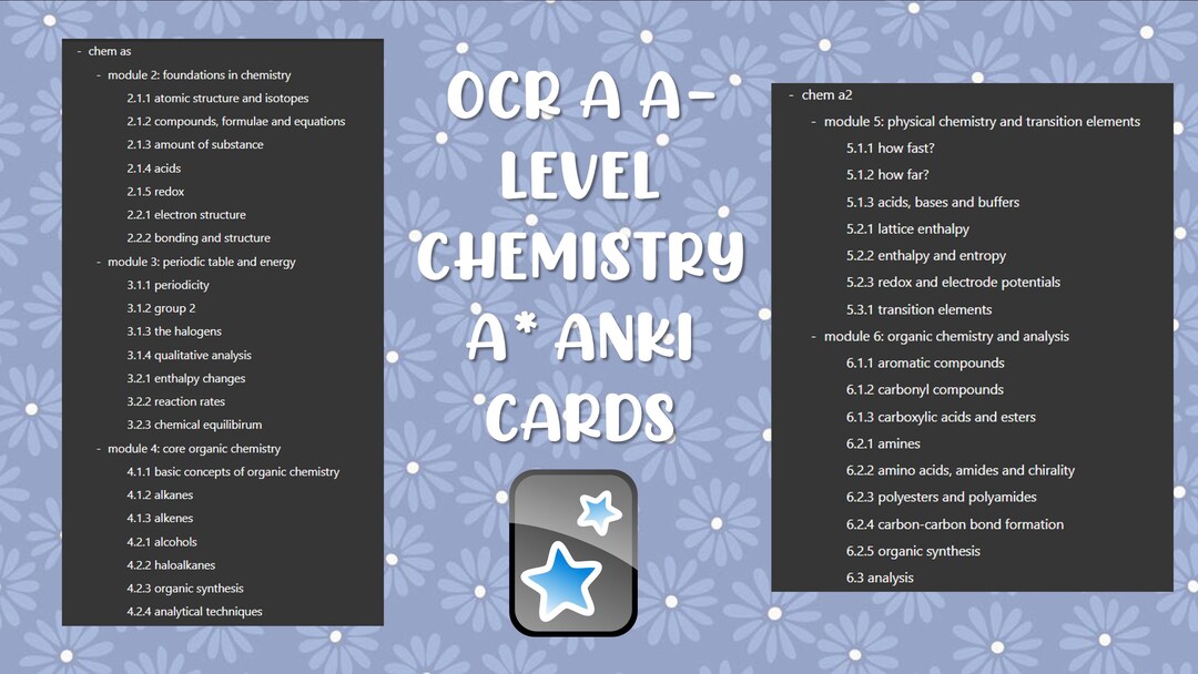 OCR A A Level Chemistry A Anki Flashcards Decks Cards Etsy UK
