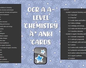 OCR A A Level Chemistry A* Anki Flashcards Decks Cards