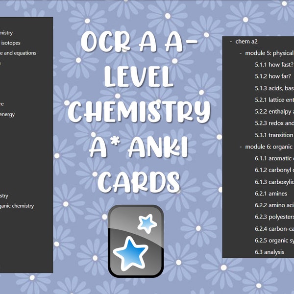 OCR A A Level Chemie A* Anki Lernkarten Decks Karten