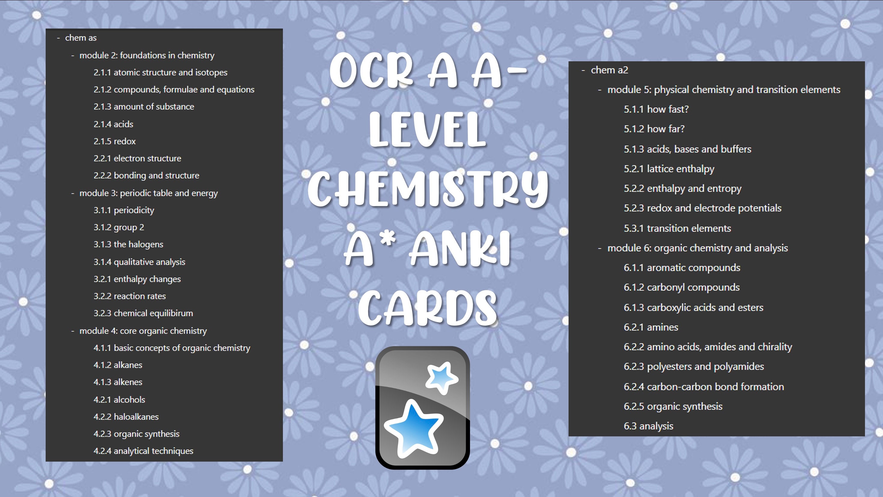OCR A A Level Chemistry A Anki Flashcards Decks Cards Etsy