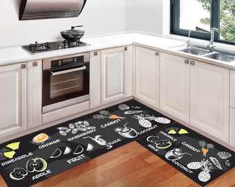 2PC Quick Dry Diatomaceous Earth Mats, Super Absorbent Thin Multi-Purposes Floor Mats, Soft Non-Slip Rubber Backed [KNOW YOUR FRUITS]