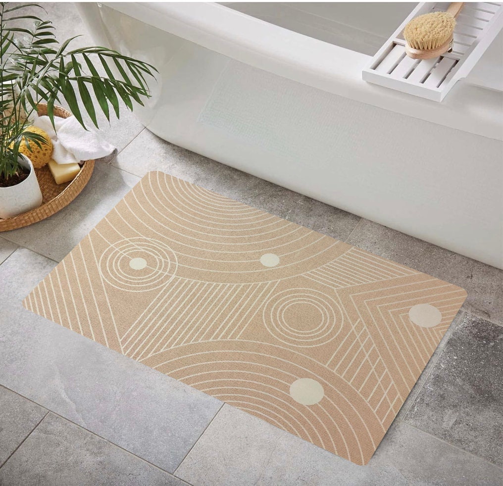 Stone Bath Mat,Non Slip Diatomaceous Earth Bath Mat,Super Absorbent Quick  Drying Bathroom Floor Mat for Kitchen Counter,Natural, Easy to Clean